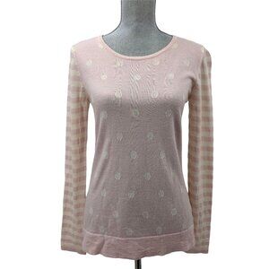 Clements Riberio Merino Wool Sweater Women M Pink Polkadot Whimsical Preppy Twee